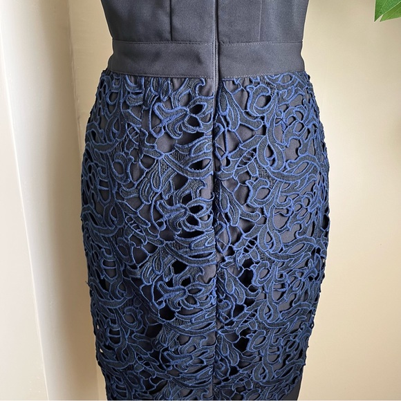 Adelyn Rae Sasha Mock Neck Tulip Hem Dress Navy Black Sz S - Picture 13 of 16